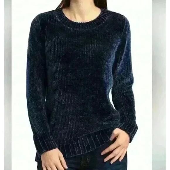 Orvis Chenille Pullover Sweatshirt Ladies Sz Medium Navy Blue Cozy Warm Comfy - Picture 8 of 8